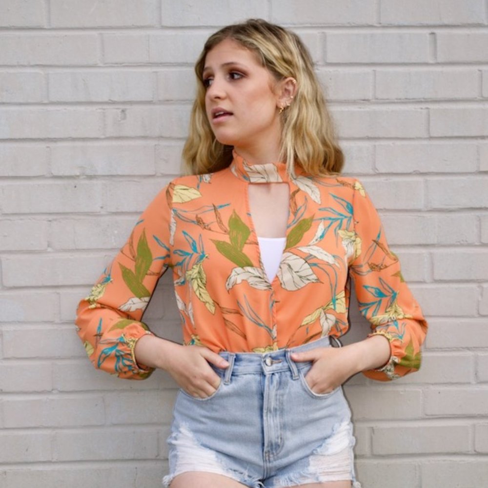 Tropical Keyhole Top- Orange